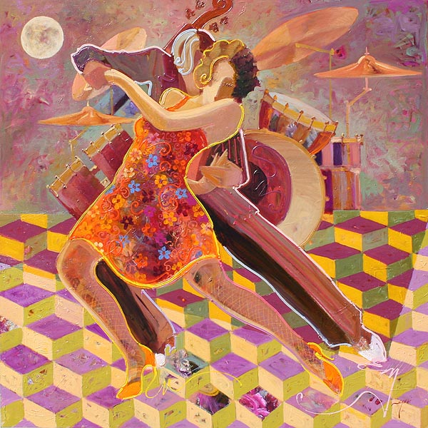 Two Dancers - Oil on Canvas by Sabzi