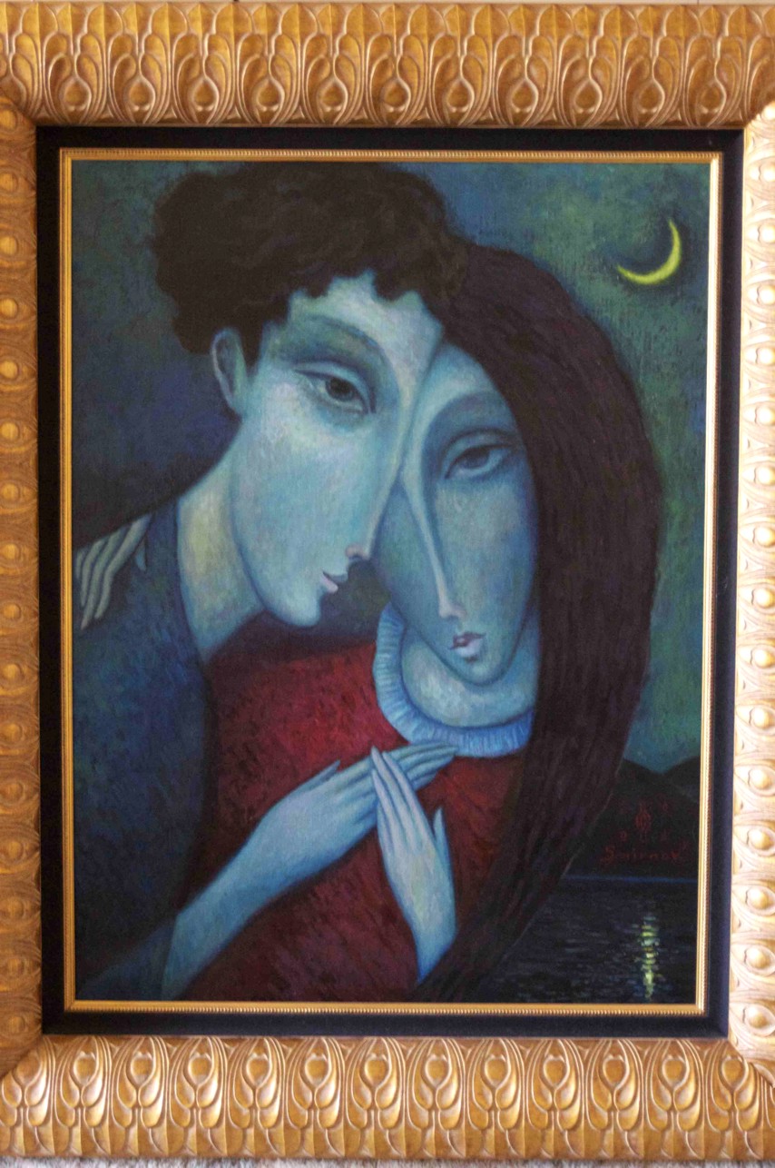 Sergey Smirnov - Lovers Above the Lake Original Oil on Canvas Painting