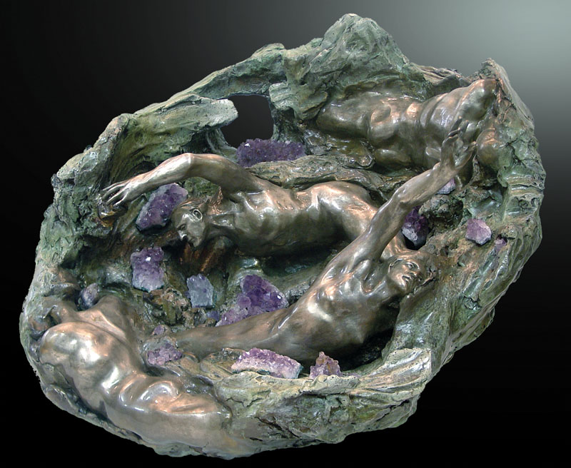 M.L. Snowden - amethyst geode central Bronze Sculpture