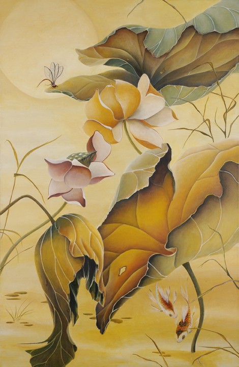 Ashley Coll - Autumn Lotus painting