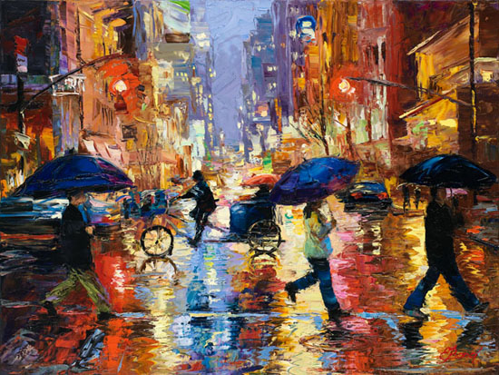 Elena Bond - Blue Umbrellas