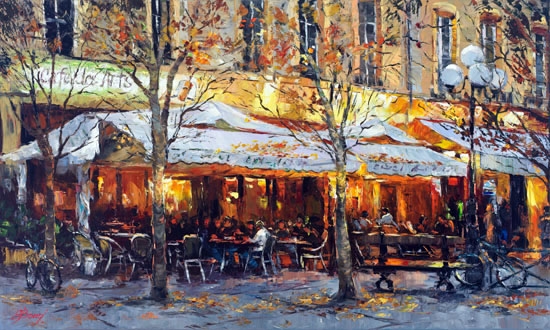 Elena Bond - CAFE DES ARTS - Limited Edition on Canvas