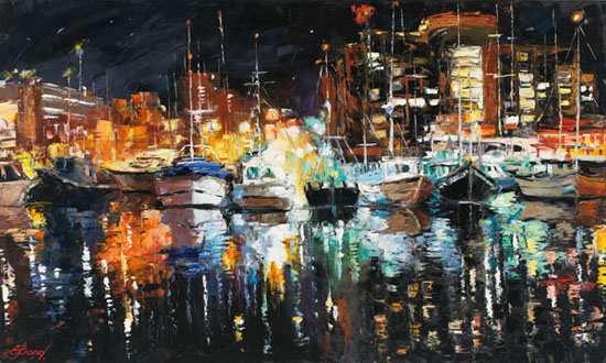 Elena Bond - northwest harbor evening