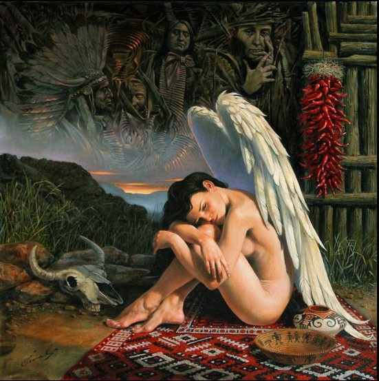 Michael Cheval - Angel-of-Santa Fe - Oil on Canvas