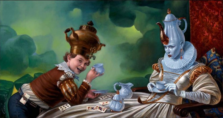 Michael Cheval - BUNFIGHT CONFIDENTIAL - Oil on Canvas