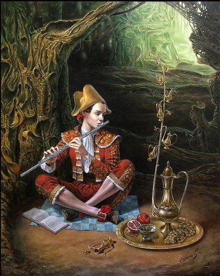 Michael Cheval - MAGIC FLUTE II - Oil on Canvas