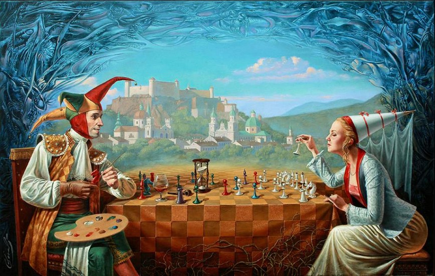Michael Cheval - NEW RULES FOR THE OLD GAME - Oil on Canvas