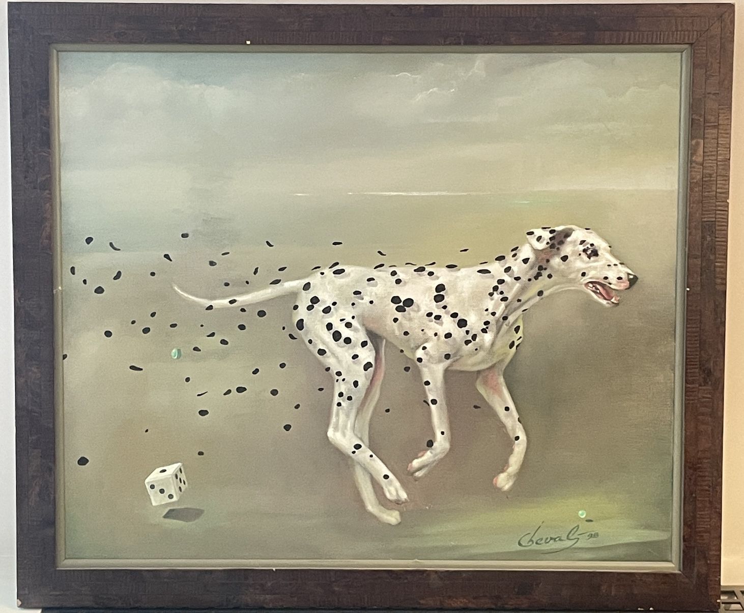 Michael Cheval - UNTITLED DALMATION ROLL - Oil on Canvas Original Painting