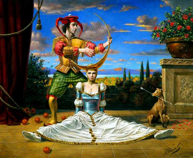 Michael Cheval - SPANISH ARCHER BLUES - Oil on Canvas