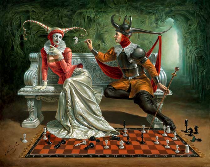 Michael Cheval - TROJAN DEFENSE - Oil on Canvas