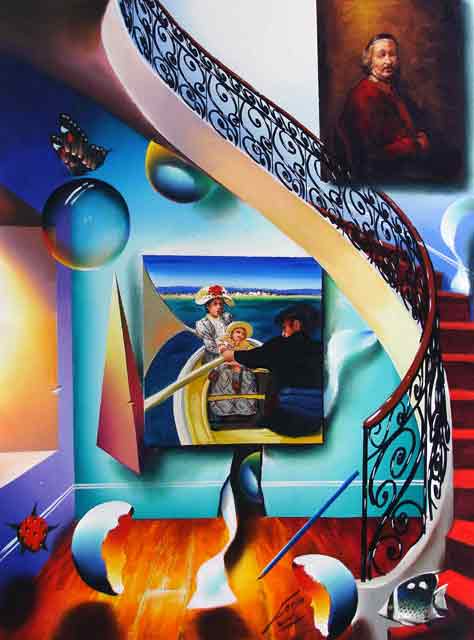 Ferjo - stairway with masters 2 - Sign and numbered limited edition on canvas