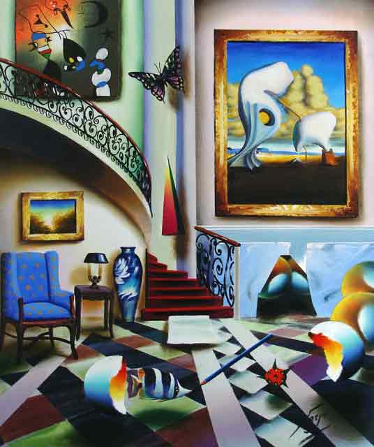 Ferjo - surrealist stairway - Sign and numbered limited edition on canvas