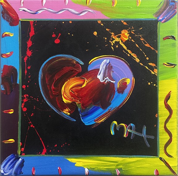 Peter Max - Black Series Heart - Original painting on Canvas