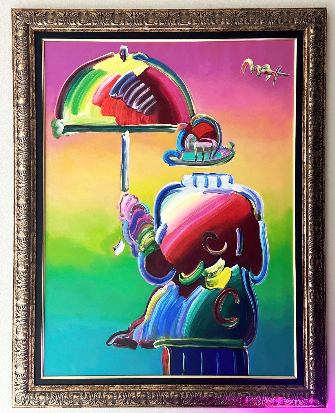 Peter Max - Umbrella Man - Original painting on Canvas