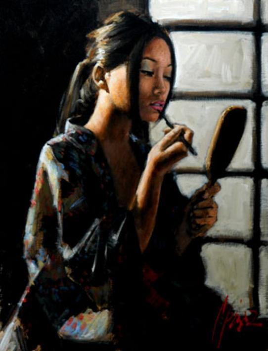 Fabian Perez - Geisha with Mirror