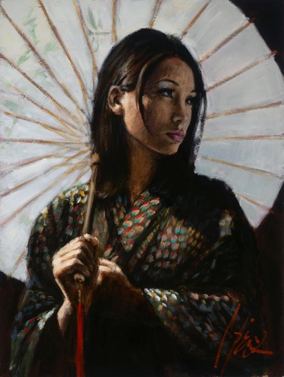 Fabian Perez - Michiko 2 with White Umbrella