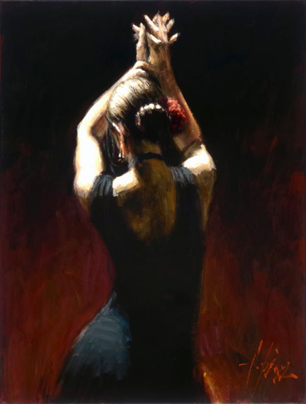 Fabian Perez - Flamenco Dancer in Black Dress