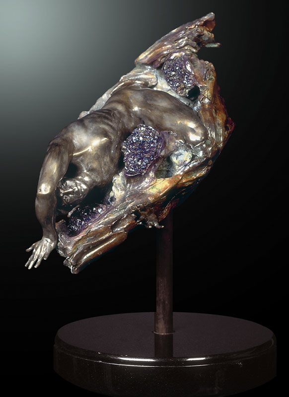 M.L. Snowden - amethyst geode central Bronze Sculpture